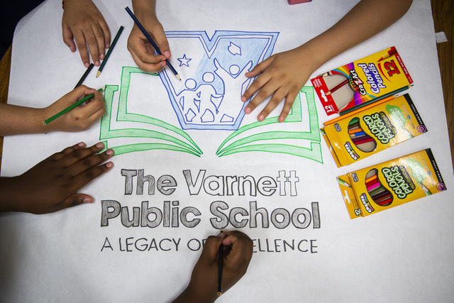children's hands drawing Varnett Public School logo|The Varnett Public School logo|Varnett Public School logo|||