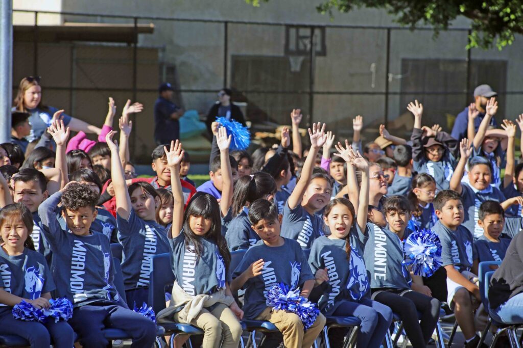 elementary school students in spirit gear