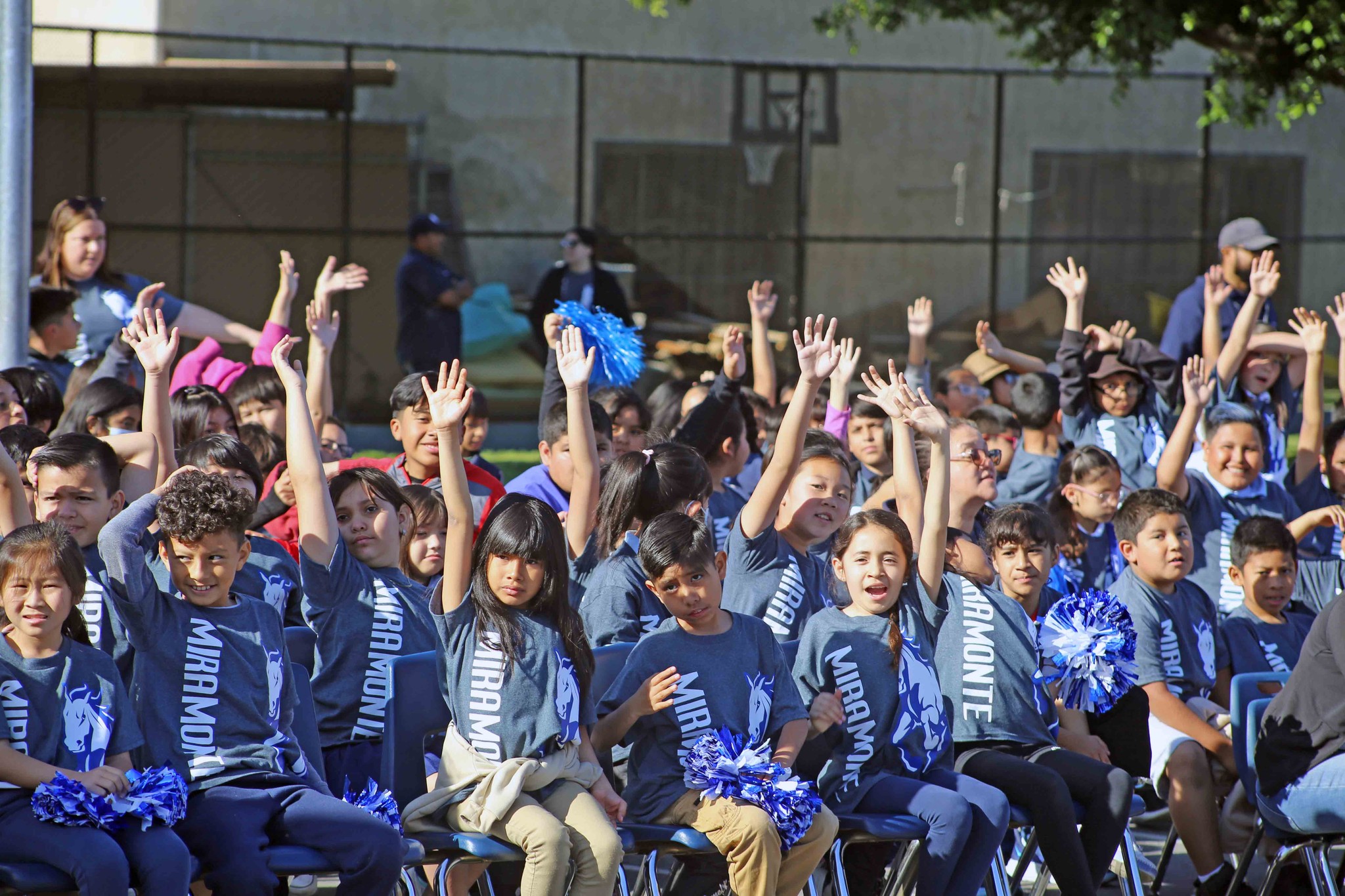 elementary school students in spirit gear