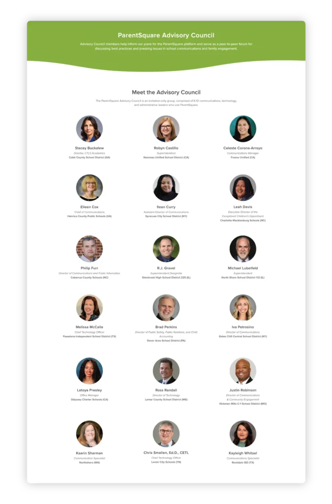 2025-26 ParentSquare Advisory Council Members